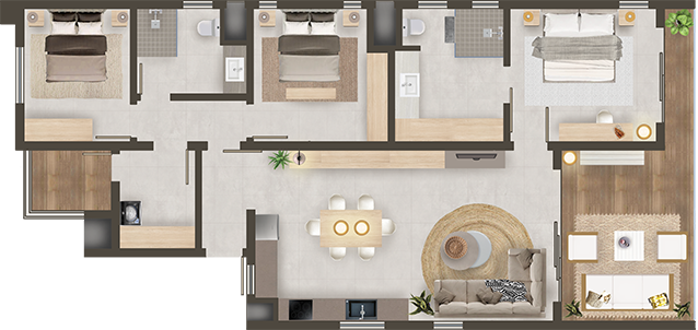 Projet résidentiel Novaterra: appartement 3 chambres